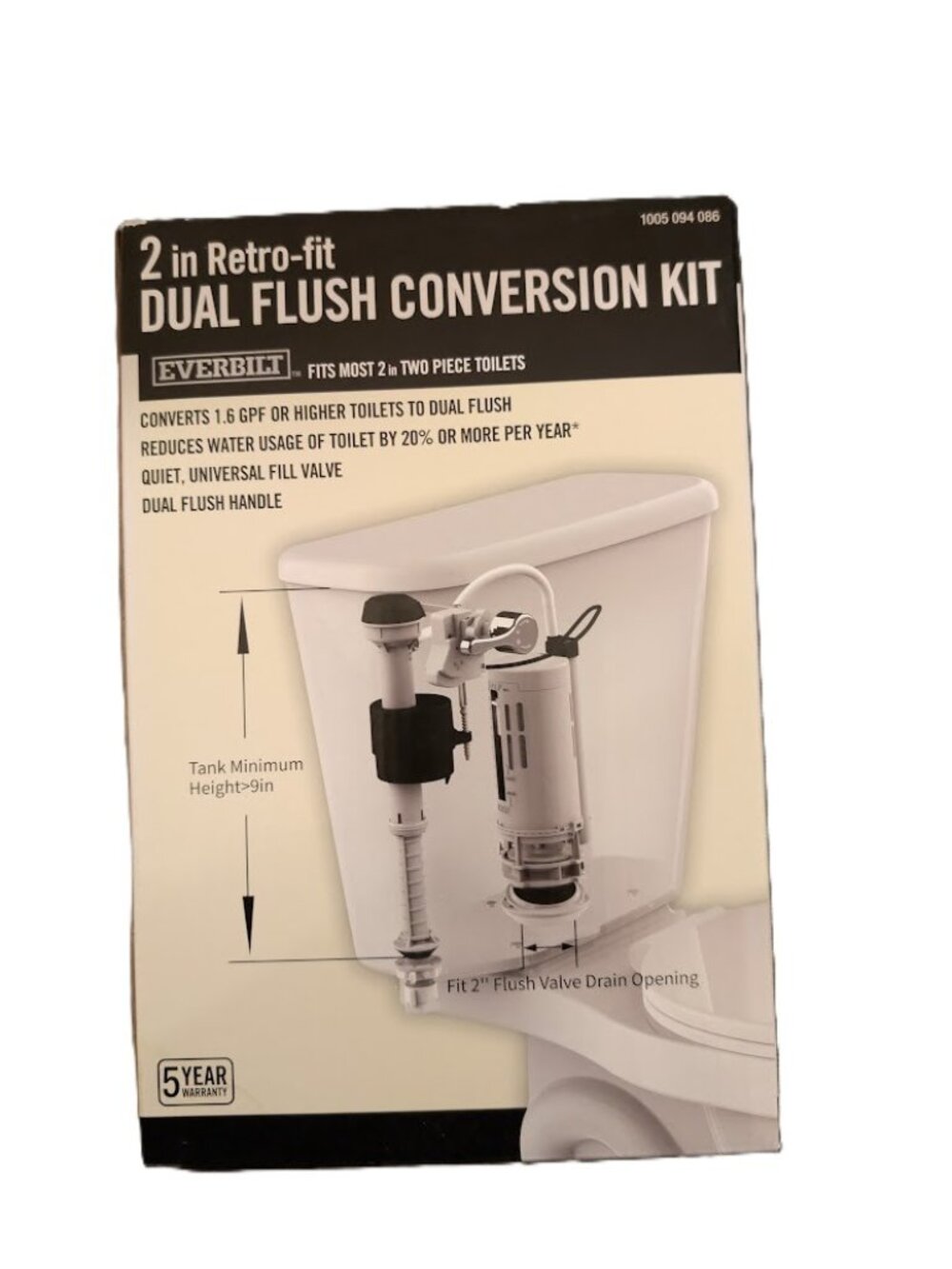Everbilt 2" Dual Flush Toilet Conversion Kit Complete Fill & Flush System